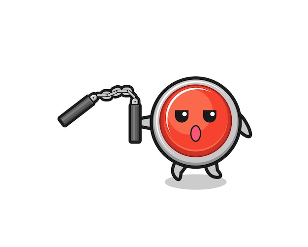 Cartoon of emergency panic button using nunchaku