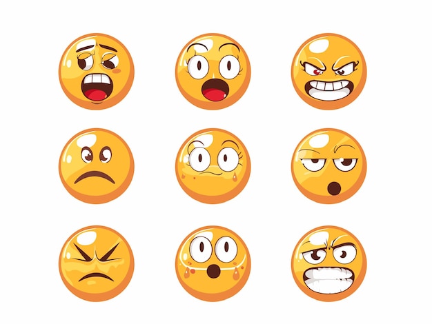 Vector cartoon emoji set