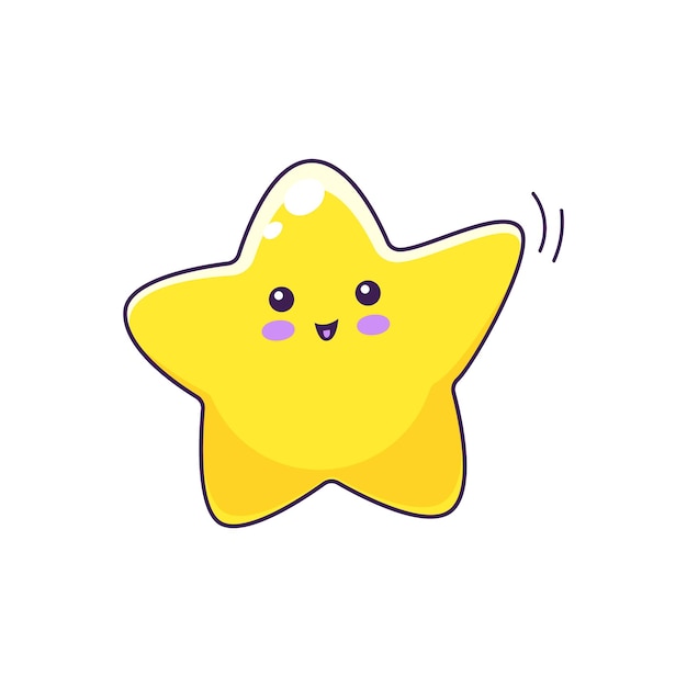 Vector cartoon emoji twinkle kawaii star character