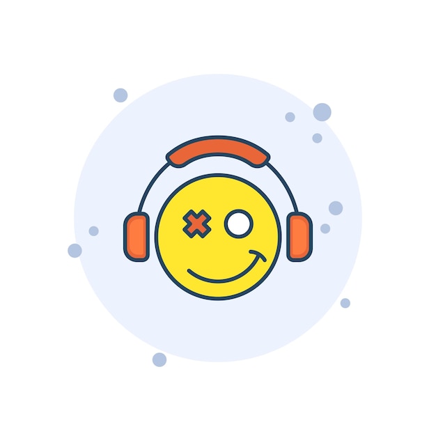 cartoon emoticon gamer icon vector illustration emoji on bubbles background headphones sign concept