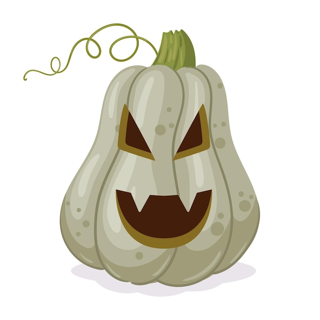 Cartoon eng gesneden pompoen Halloween Feestdecoratie pompoen jackolantern Halloween griezelige pompoen gezicht platte vectorillustratie