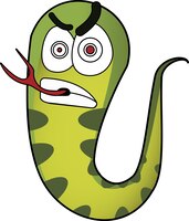 Vector cartoon evil snake made in vector. good for printing on a t-shirt or for infofics and cartoons