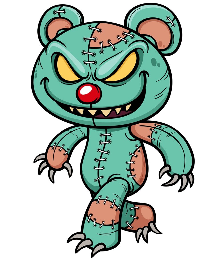 Vector cartoon evil teddy bear