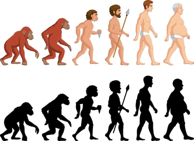 Vector cartoon evolution man on white background