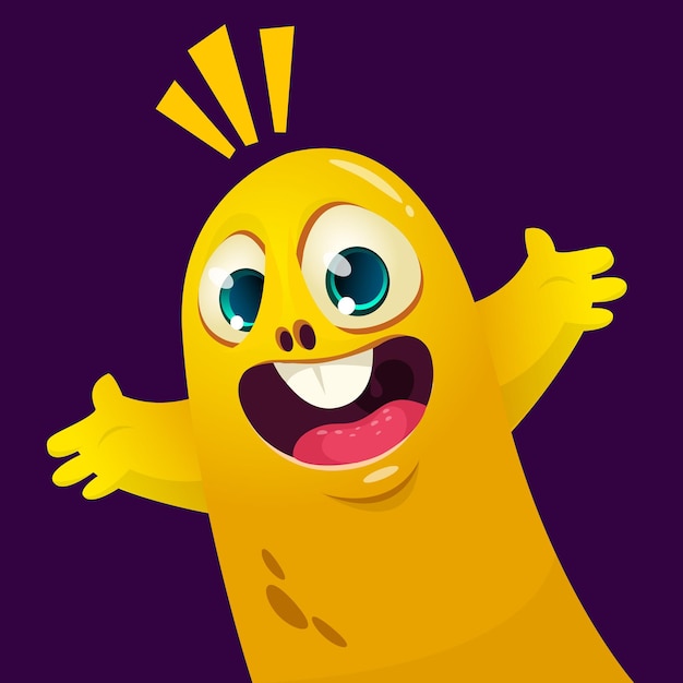 Cartoon excited funny monster Vector Illustration