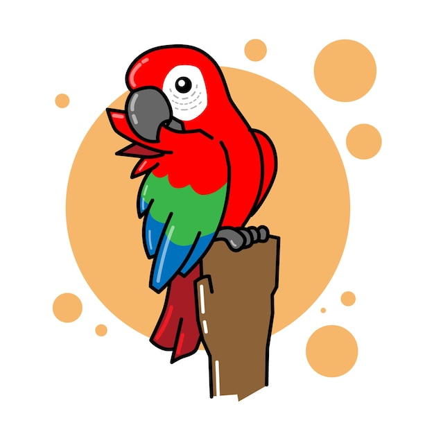 벡터 만화 이국적인 새 guacamaya