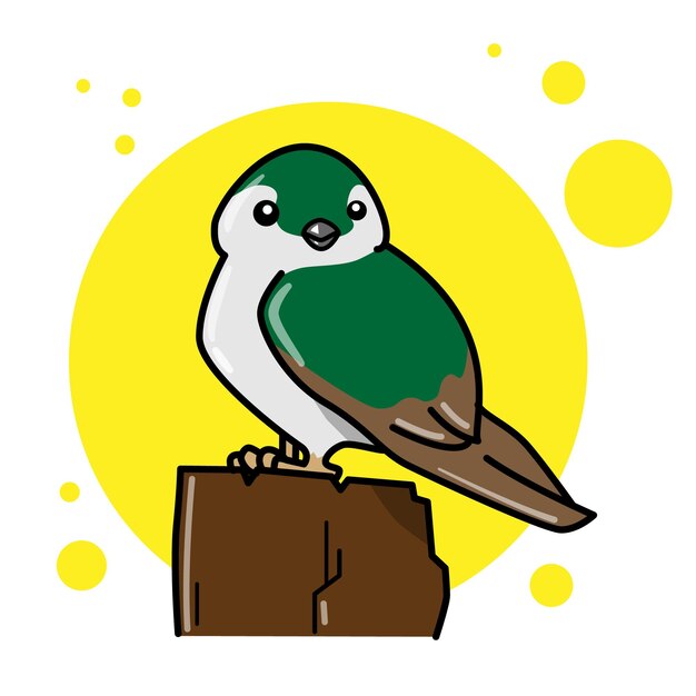 Vector cartoon exotische vogel violetgreen zwaluwen