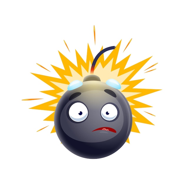 Cartoon exploding bomb character with wick or fuse