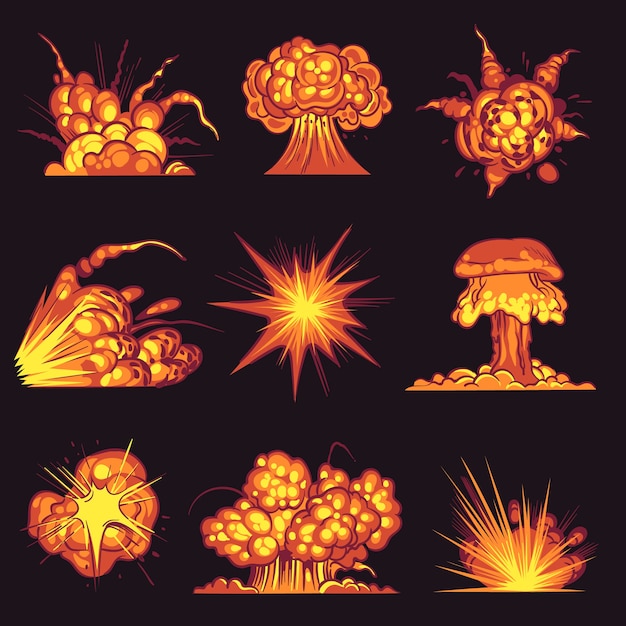 ベクトル 漫画の爆発ダイナマイトの爆発の煙の効果で火の強打危険爆発爆弾