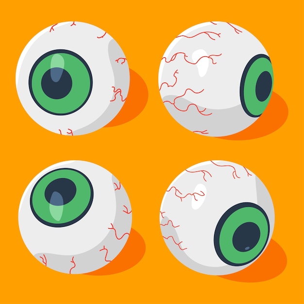 Cartoon eyes for halloween vector set isolated on background