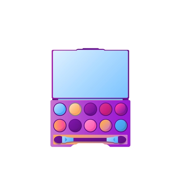 cartoon eyeshadow palette with different colors cosmetic product isolated on white background
