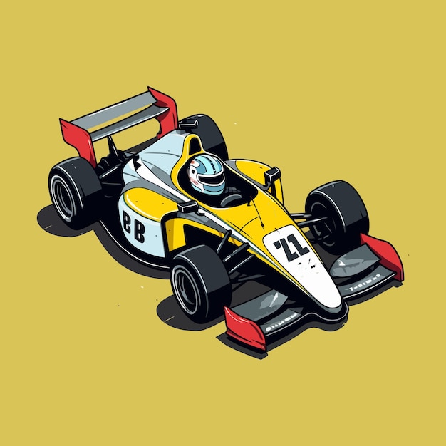 漫画の f1 レーシングカー スタイルのベクトル図