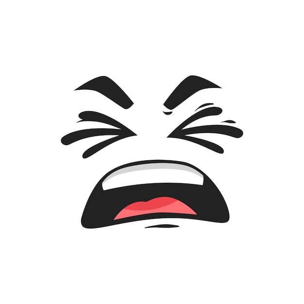 Vector cartoon face disgust or sneezing vector emotion with closed eyes and open mouth sour taste aversion facial expression funny emoji naughty or disgusting emoji