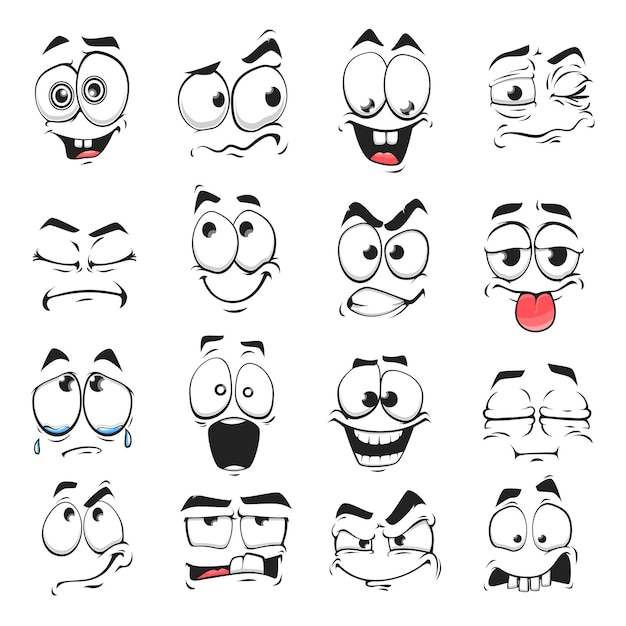 Premium Vector  Comic face expressions set