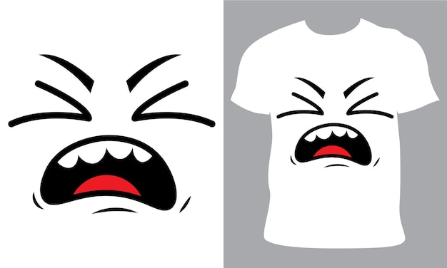 A cartoon face with angry face and a t - shirt that says angry on it.