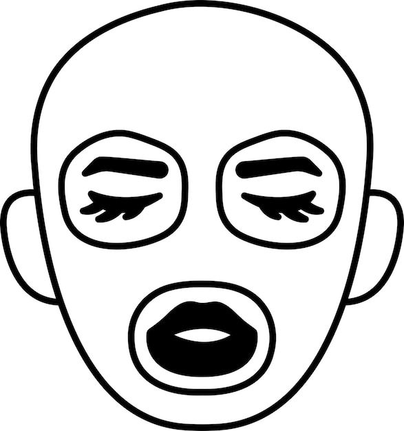 눈과 마스크를 가진 만화 얼굴