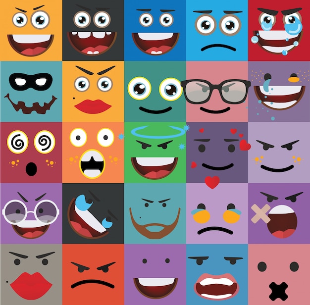 Cartoon faces expressions vector