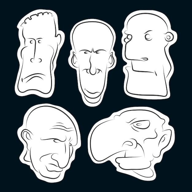 Vector cartoon faces with different grimaces