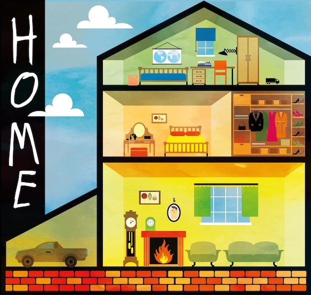 Vector cartoon family house