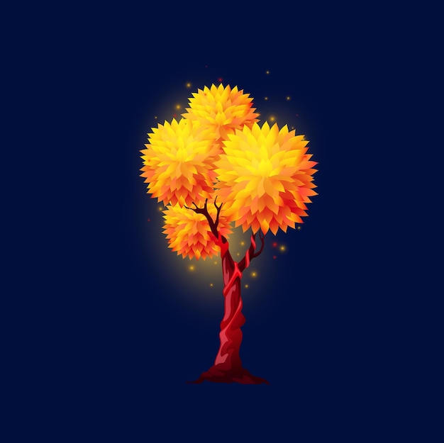 Vector cartoon fantasy luminous alien tree magic plant