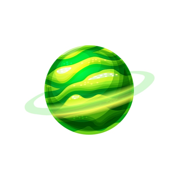 Vector cartoon fantasy planet rotating over orbit isolate