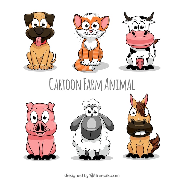 Cartoon farm animals collection