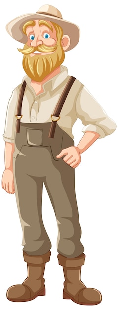 Vector cartoon farmer old man with beard and mustache