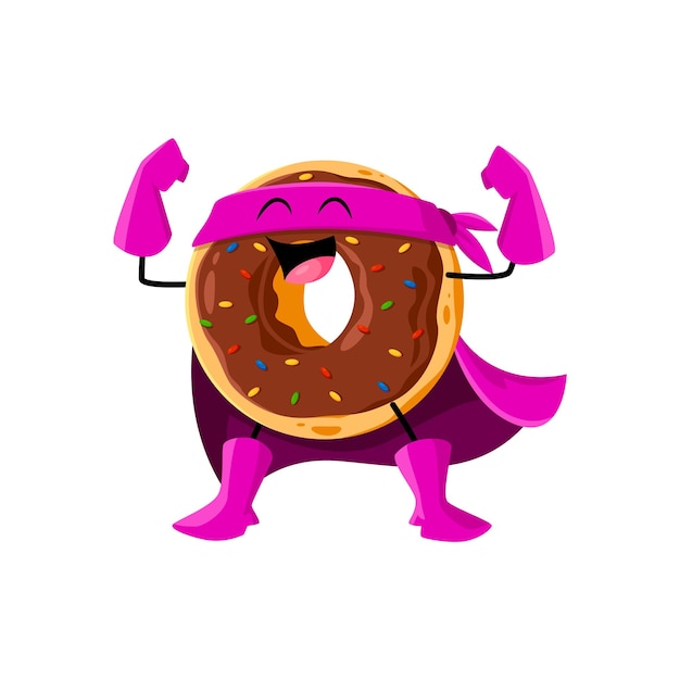 Cartoon fast food funny donut superhero character