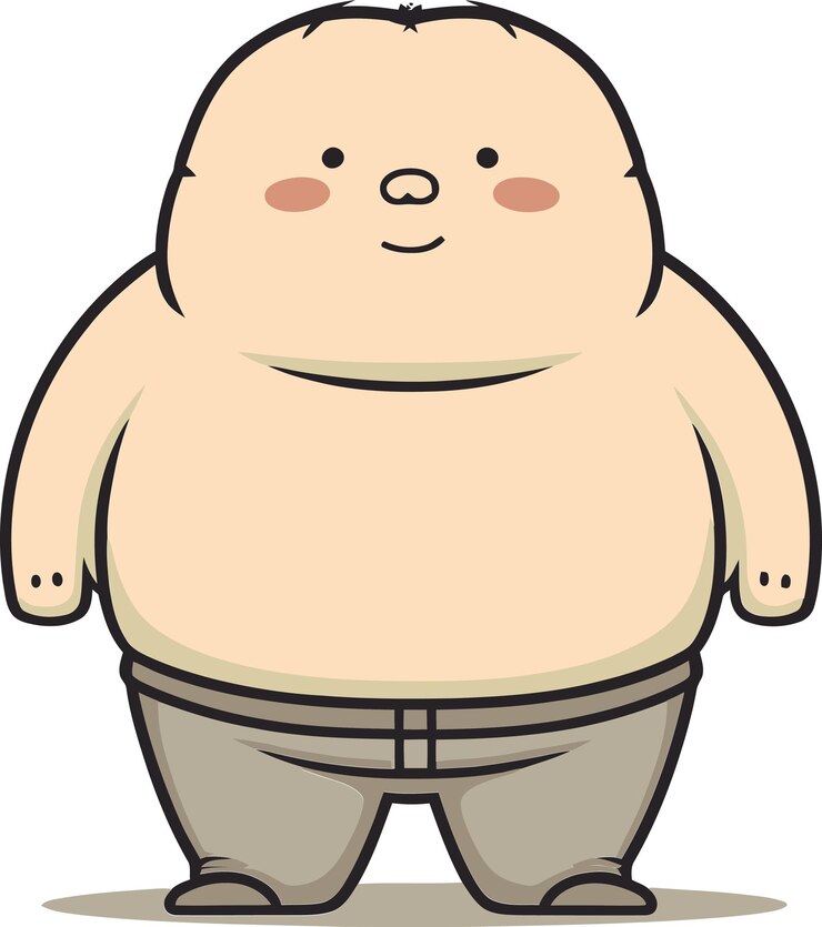 Vector a cartoon of a fat fat man with a piggy back