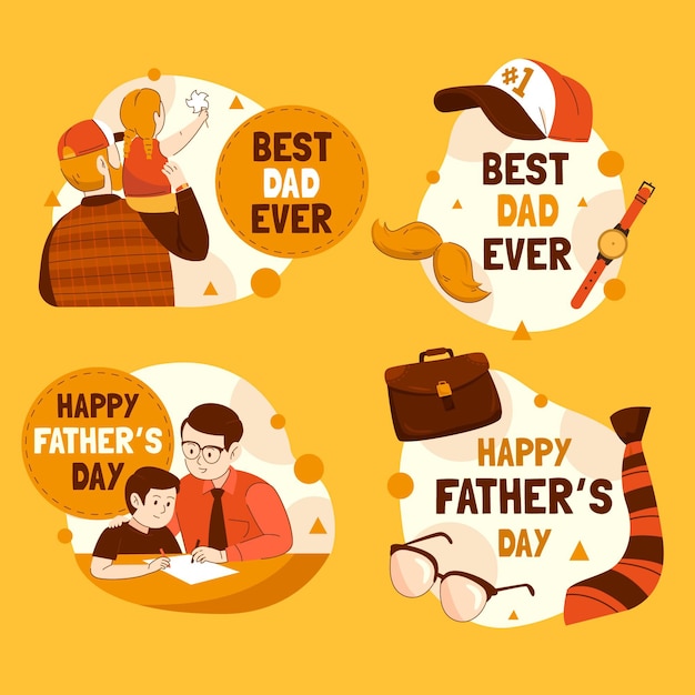 Cartoon father's day badges collection