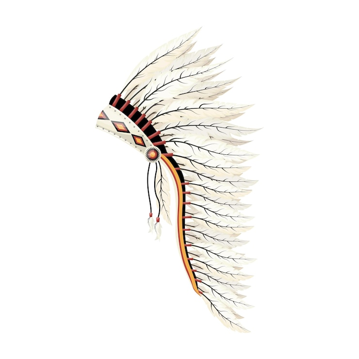 Vector cartoon feather headdress native americans feather hat vector illustration