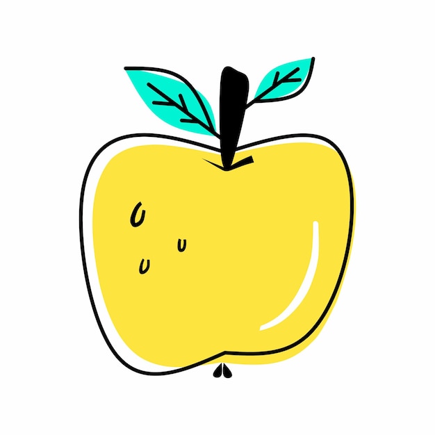 Cartoon felgele appel met bladeren