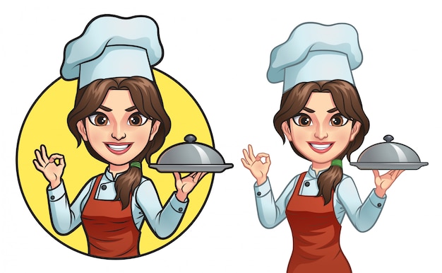 Vector cartoon female chef