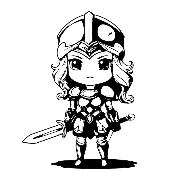 Cartoon Female Knight Vector Art