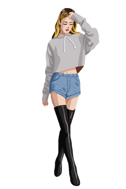 Cartoon Female Model Posing