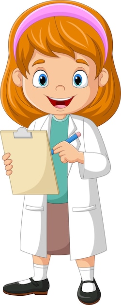 Cartoon female nurse holding a clipboard