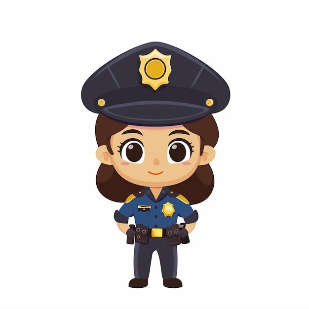 前面にバッジを掲げた女性警察官の漫画