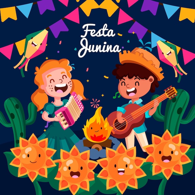 Vector cartoon festa junina illustration