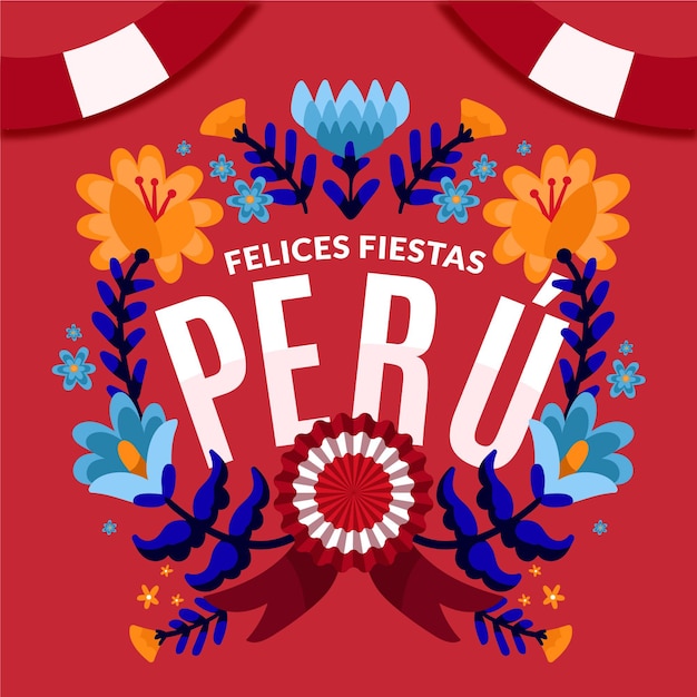 Cartoon fiestas patrias de peru illustration