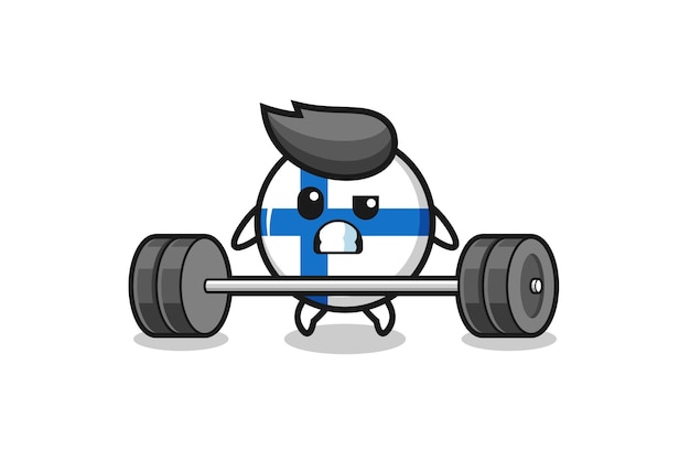 Cartone animato della bandiera della finlandia che solleva un design carino con bilanciere