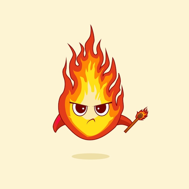 cartoon fire character carrying matches