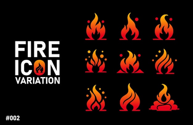 Cartoon fire icons vibrant vector flame symbols per un design elegante, creativo e giocoso