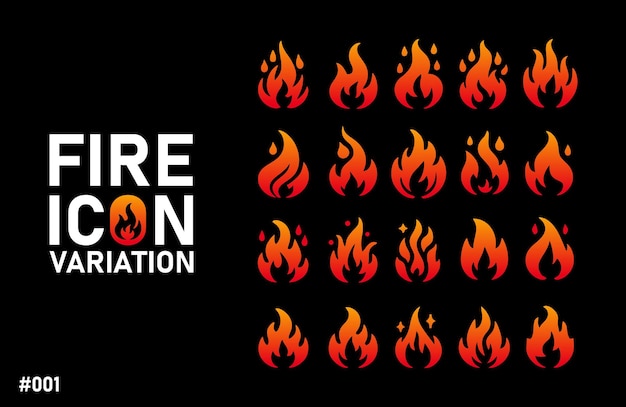 Vector cartoon fire icons vibrant vector flame symbols voor stijlvol, creatief en speels ontwerp
