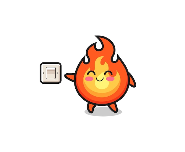 Cartoon fire is turning off light cute design