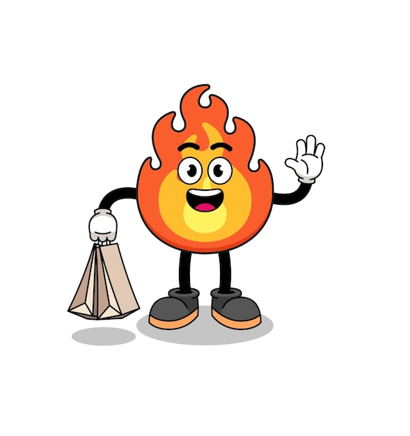 Cartoon of fire shopping