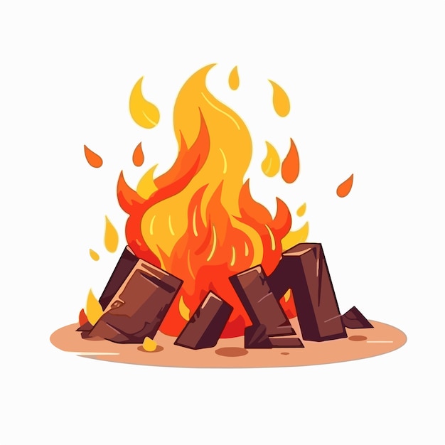 Vector cartoon fire on a white background