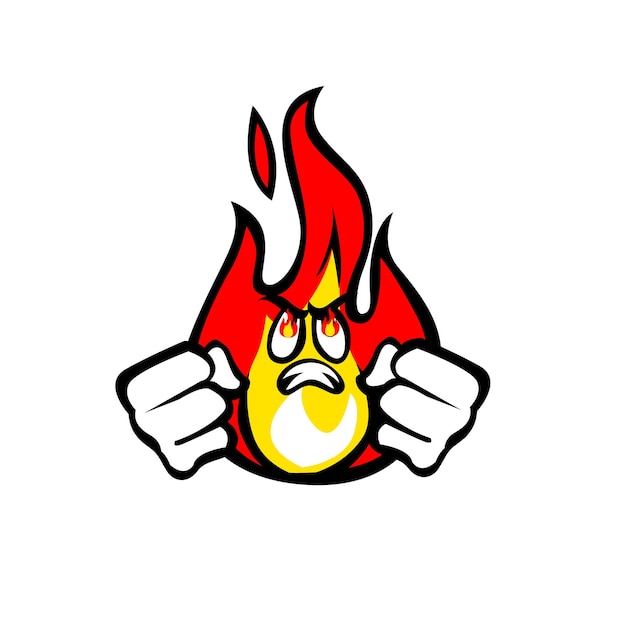 A cartoon fireball character with a face and eyes and a face with a red flame on it.