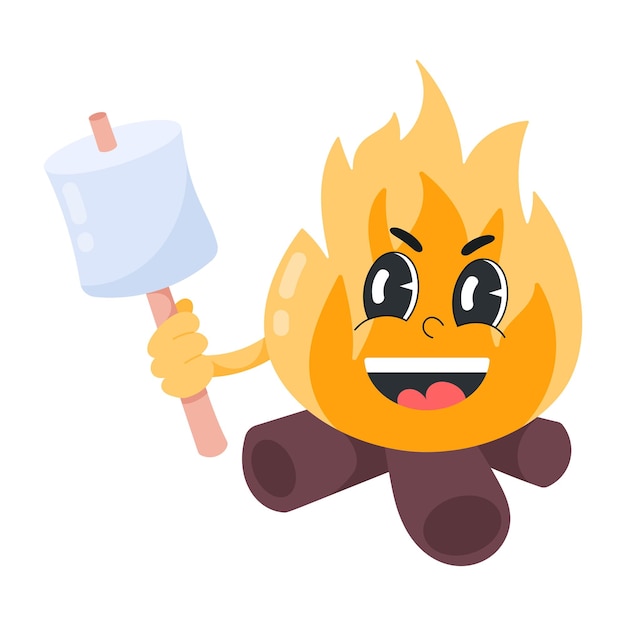 Cartoon fireman with a marshmallow on his head