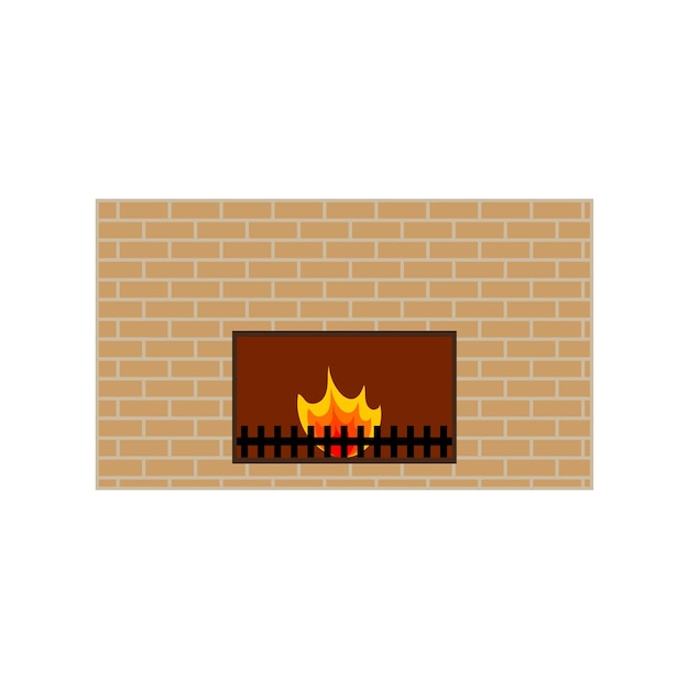 Cartoon fireplace icon. Vector illustration. Stock image.