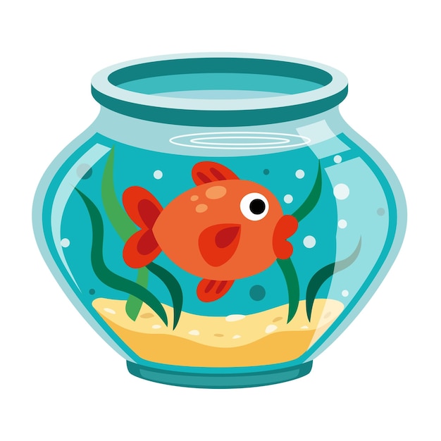 Vector cartoon fish in an aquarium